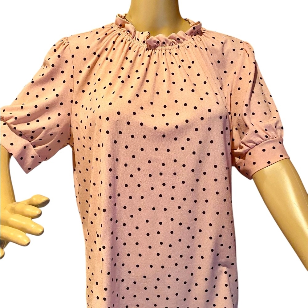 Adrianna Pappell pink top black polka dots